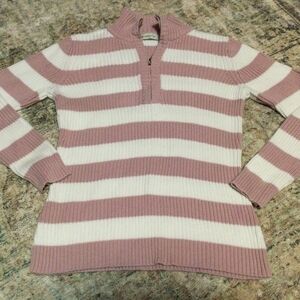 Liz Claiborne Pink and White Striped Sweater